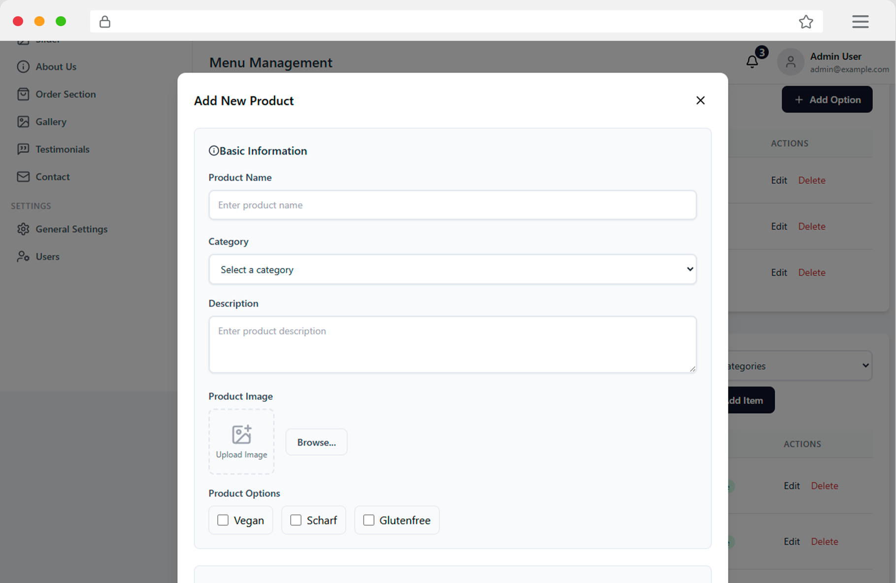 Neues Produkt hinzufügen